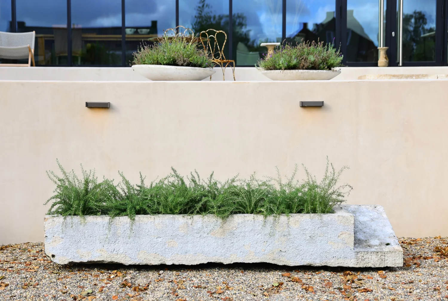 antique trough of French limestone